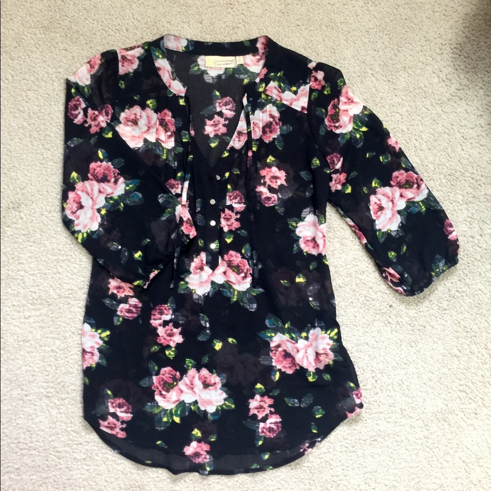 NWOT Floral Chiffon Blouse!